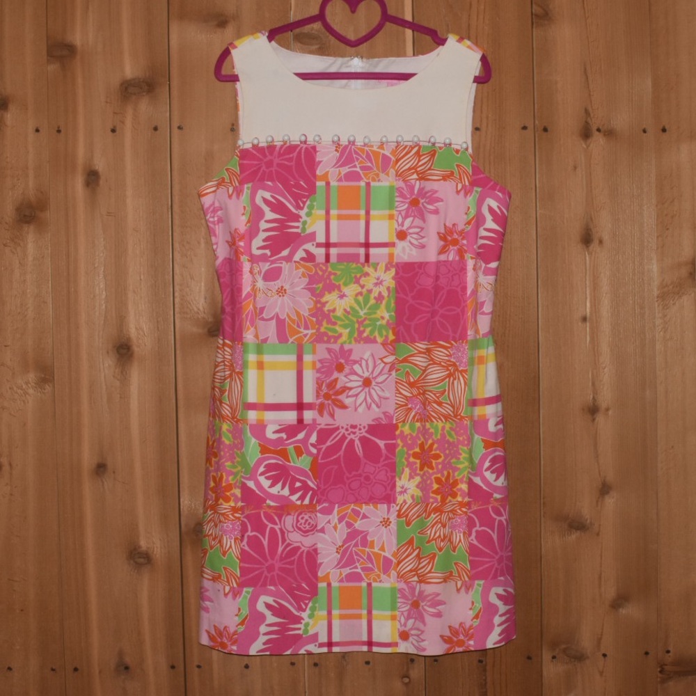 Lilly Pulitzer Patchwork Dress with Pearls